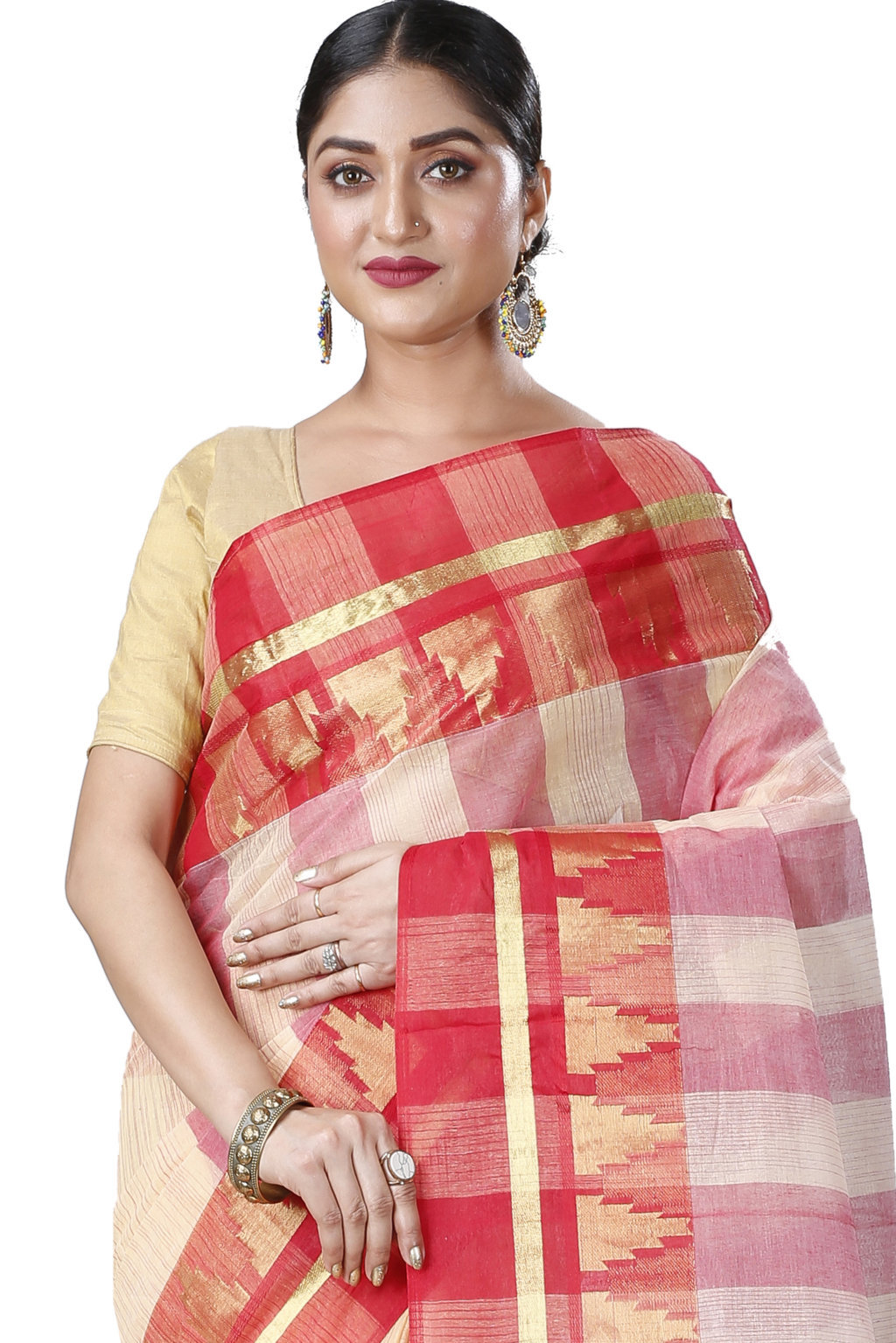 Off White Pure Cotton Vrinda Tant Saree (1096)